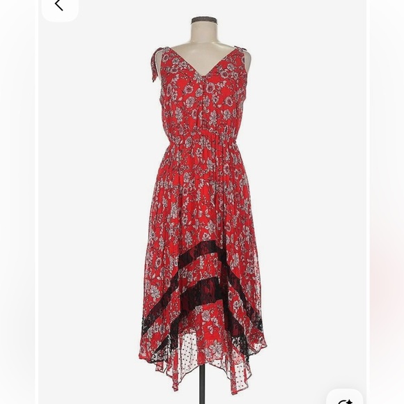 NWT Nanette Lepore Chiffon Midi Pleated Dress Sz 12 Ruby Red New Endless Summer - Picture 7 of 8